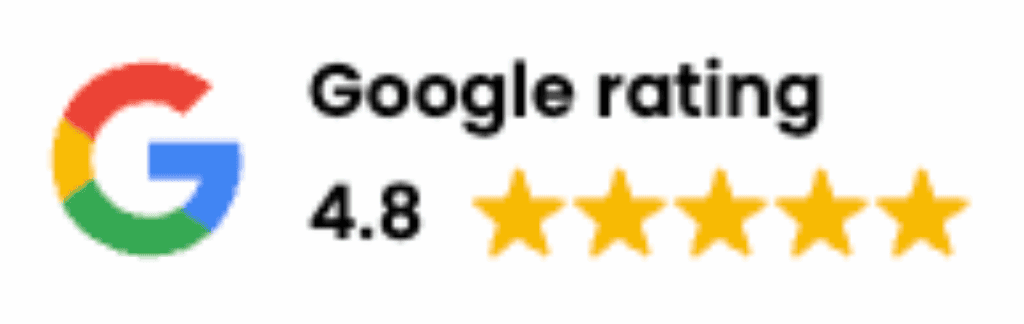 Google rating of 4.8 out of 5 stars, shown with the Google logo and five yellow stars—highlighting our featured products.